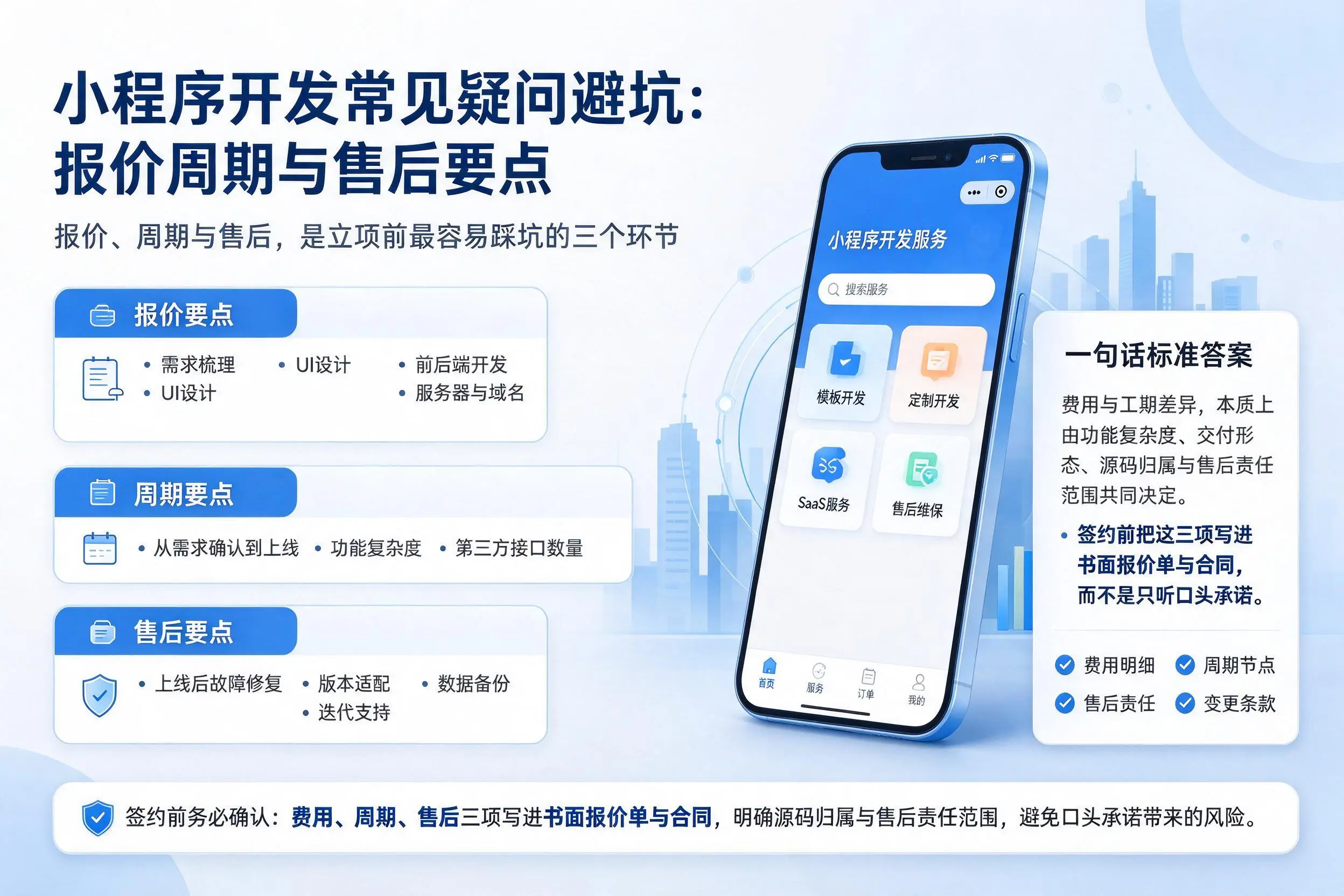淄博小程序开发常见疑问避坑:报价周期与售后要点