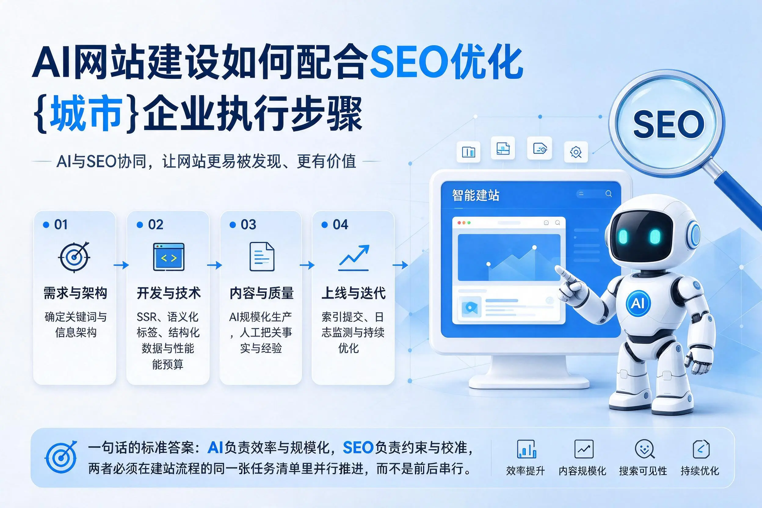 AI网站建设如何配合SEO优化,淄博企业执行步骤