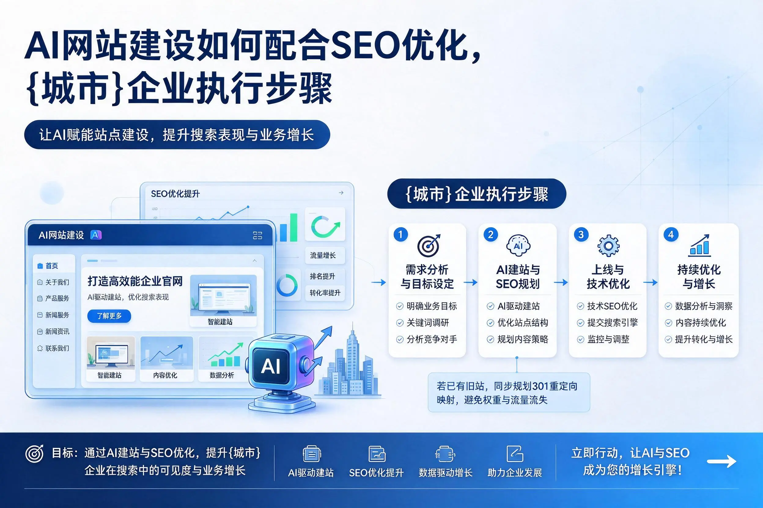 AI网站建设如何配合SEO优化,淄博企业执行步骤