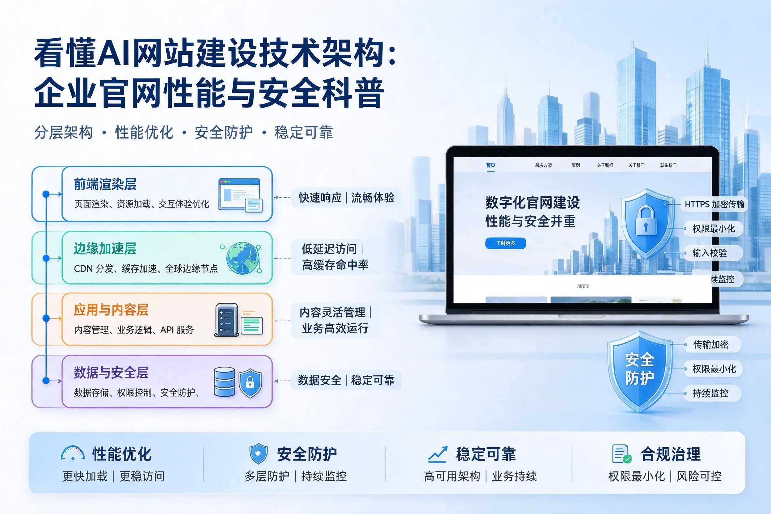 看懂AI网站建设技术架构：淄博企业官网性能与安全科普