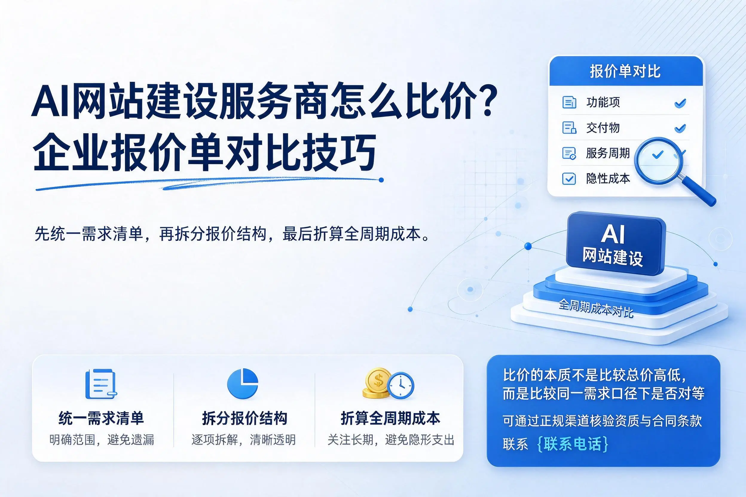 AI网站建设服务商怎么比价？淄博企业报价单对比技巧