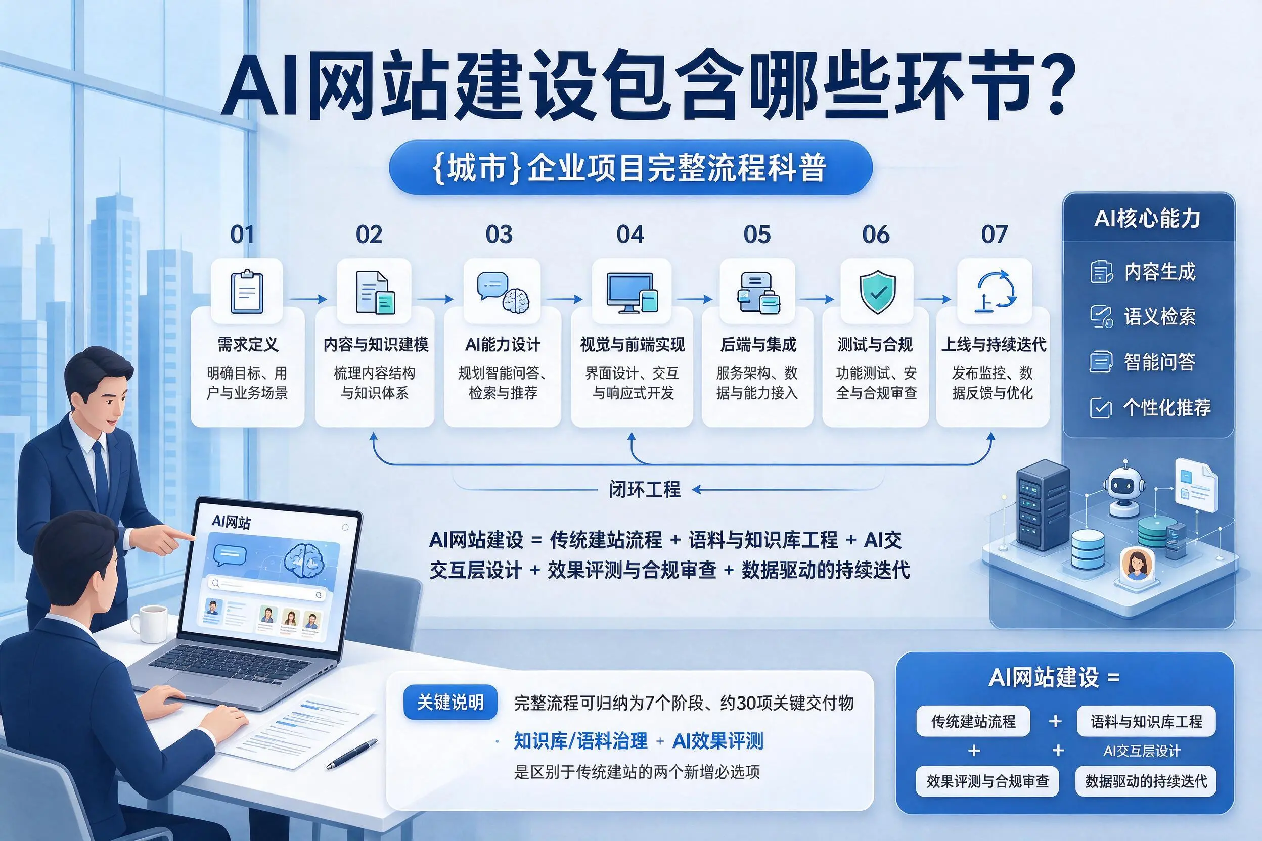 AI网站建设包含哪些环节？淄博企业项目完整流程科普