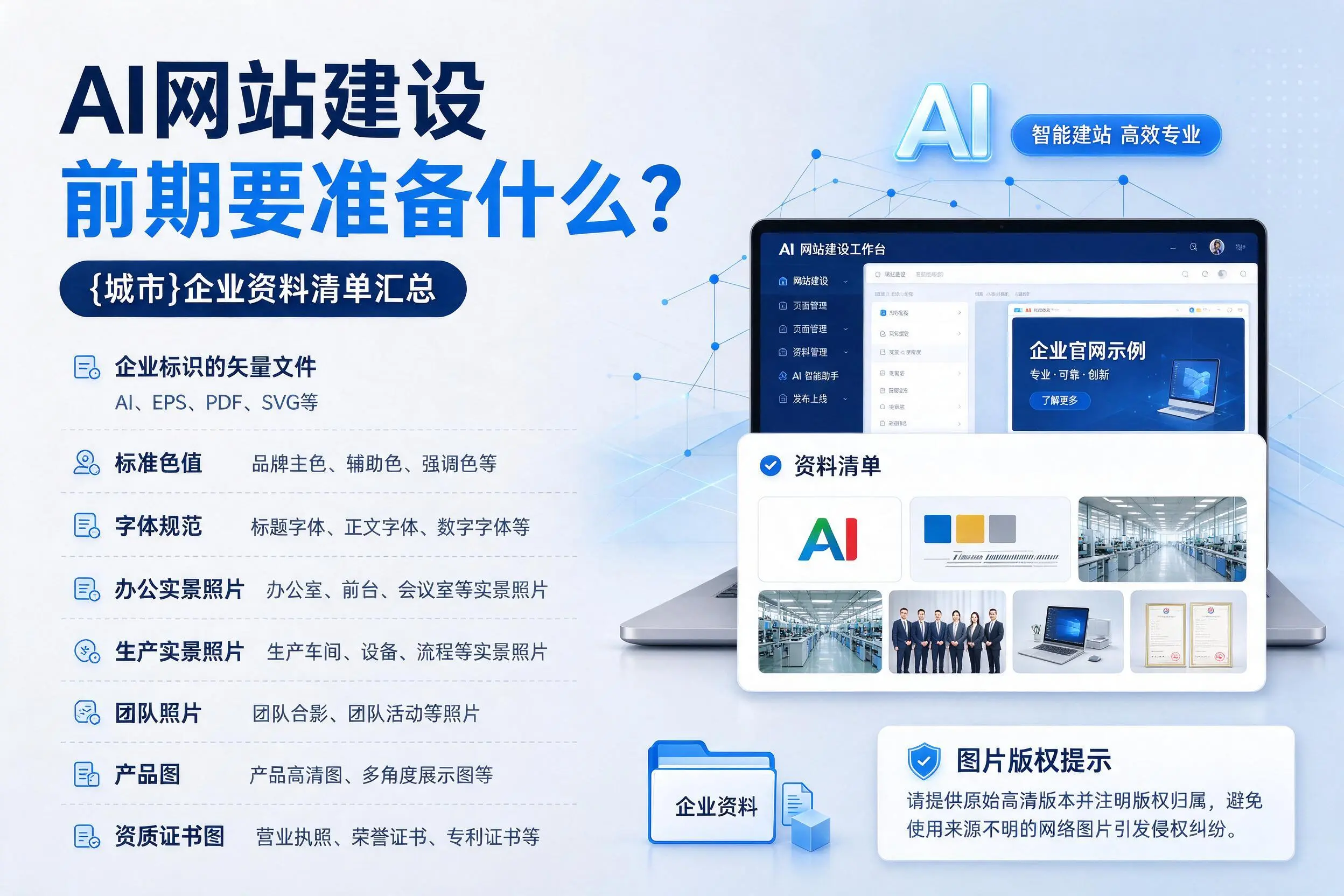 AI网站建设前期要准备什么？淄博企业资料清单汇总