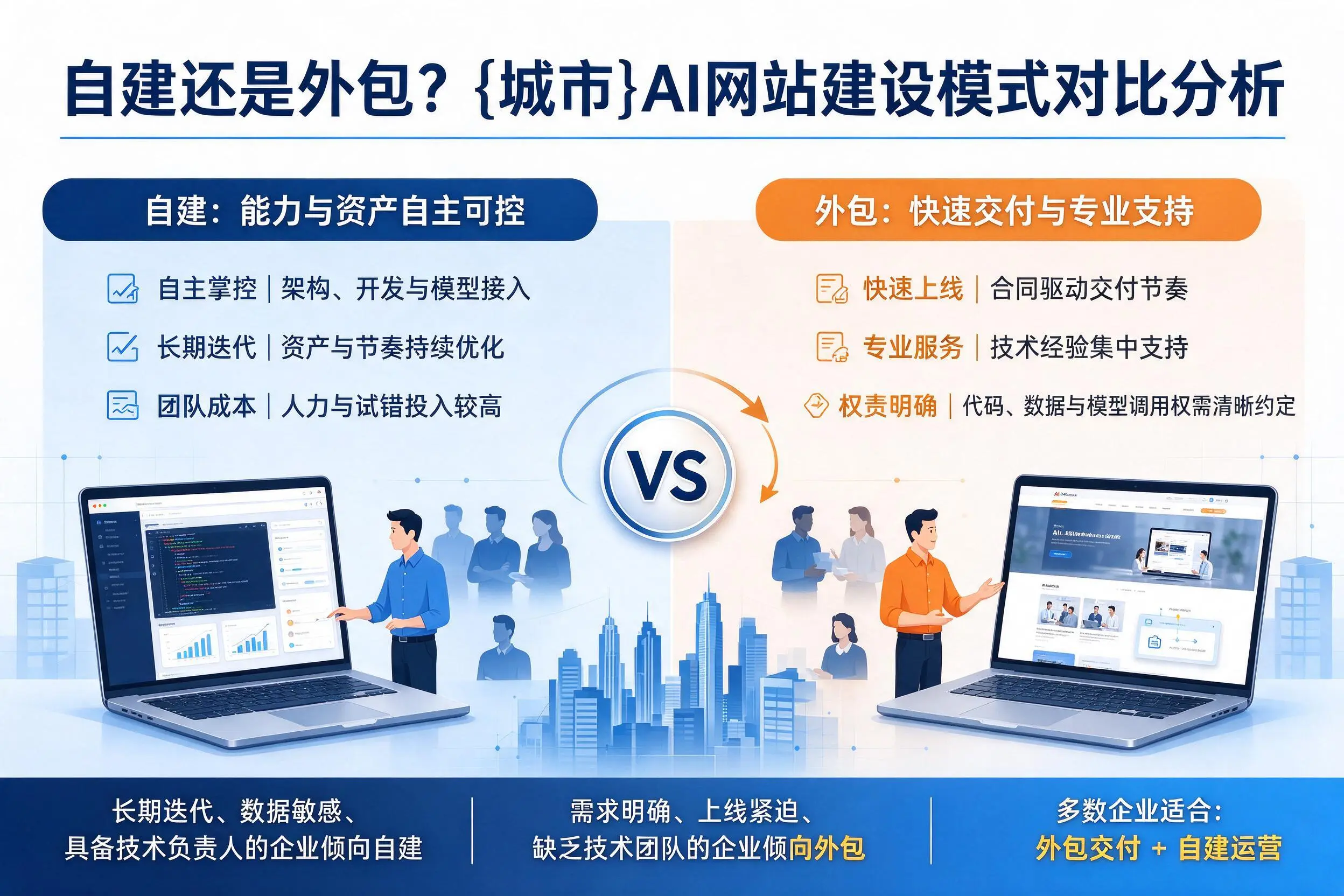 自建还是外包?淄博AI网站建设模式对比分析